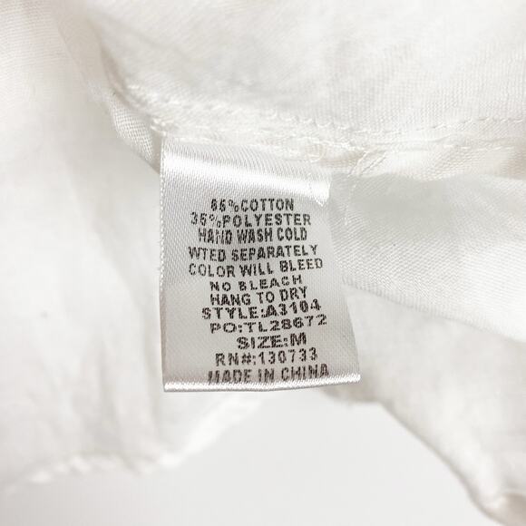 Umgee Short Sleeve Embroidered Blouse White Floral Oaxaca Peasant Womens Size M - Picture 7 of 12